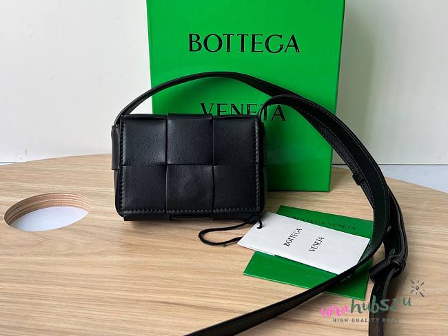 Bottega Veneta Mini Cassette Black Leather Bag - 1