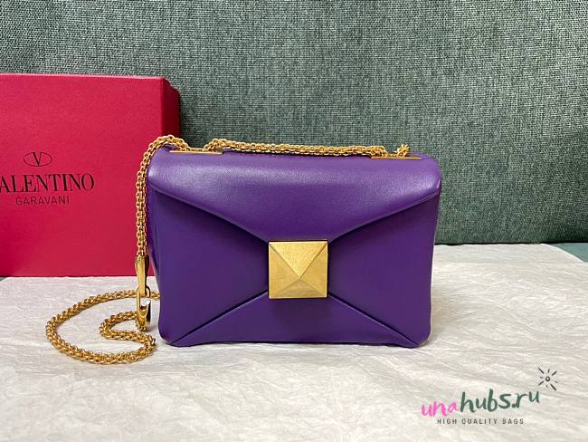 Valentino Garavani One Stud Mini Purple Leather Bag - 1