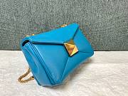 Valentino Garavani One Stud Mini Blue Leather Bag - 3