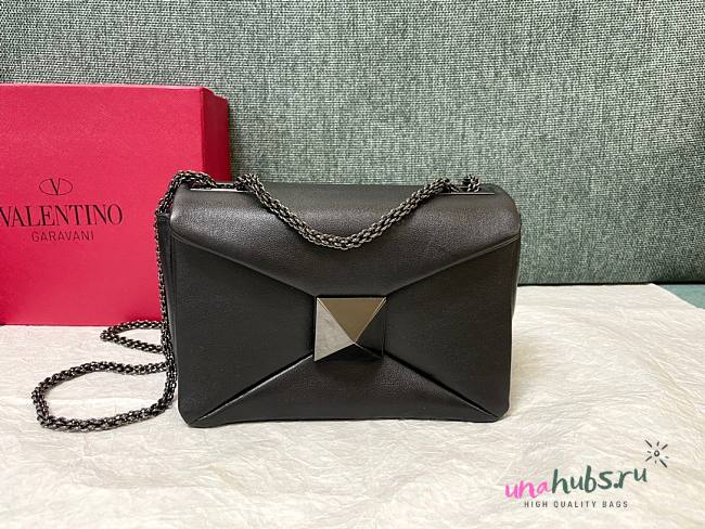 Valentino One Stud Mini All Black Leather Bag - 1