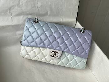 Chanel classic multicolor light blue CF flap bag 25cm