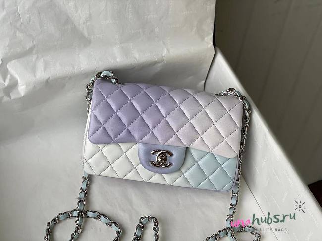 Chanel classic multicolor light blue CF flap bag 20cm - 1