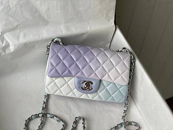 Chanel classic multicolor light blue CF flap bag 20cm