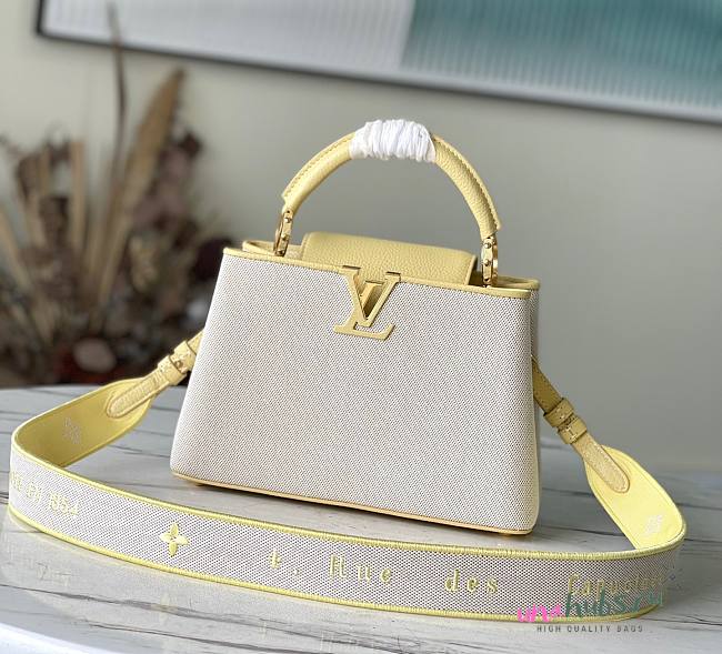 Louis Vuitton Capucines BB ecru canvas yellow bag - 1