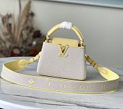 Louis Vuitton Capucines mini ecru canvas yellow bag  - 1