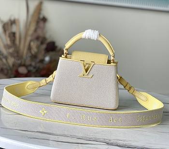 Louis Vuitton Capucines mini ecru canvas yellow bag 