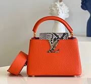 Louis Vuitton Capucines mini orange snake skin bag - 1