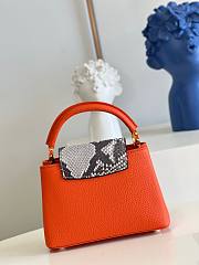 Louis Vuitton Capucines mini orange snake skin bag - 5