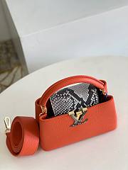 Louis Vuitton Capucines mini orange snake skin bag - 3