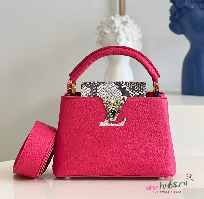 Louis Vuitton Capucines mini pink snake skin bag - 1