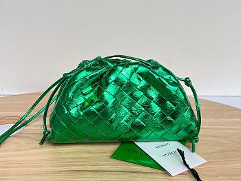 Bottega Veneta BV mini pouch green metallised leather bag
