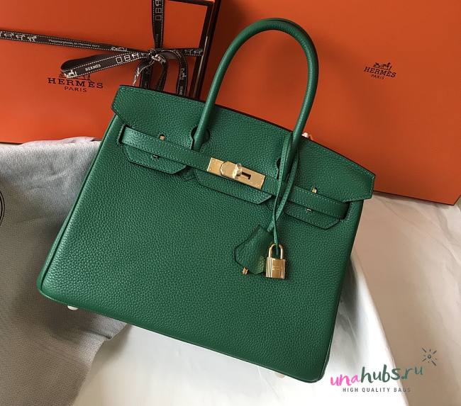 Hermes Togo Green Leather 25/30 Bag - 1