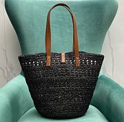 YSL Panier medium black raffia &leather bag - 2