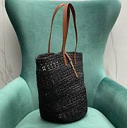 YSL Panier medium black raffia &leather bag - 4