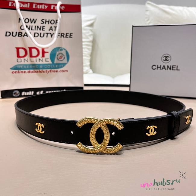 Chanel CC black leather belt - 1