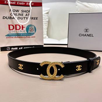 Chanel CC black leather belt