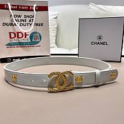 Chanel CC white leather belt - 1