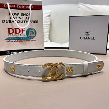 Chanel CC white leather belt