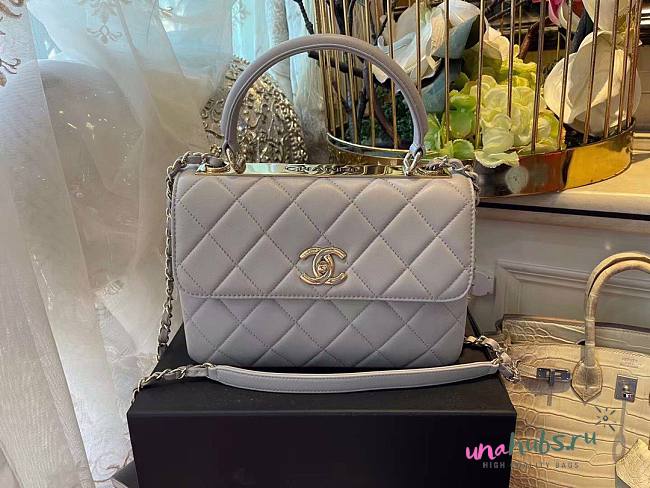 Chanel Trendy Gray CC Flap Top Handle Bag - 1