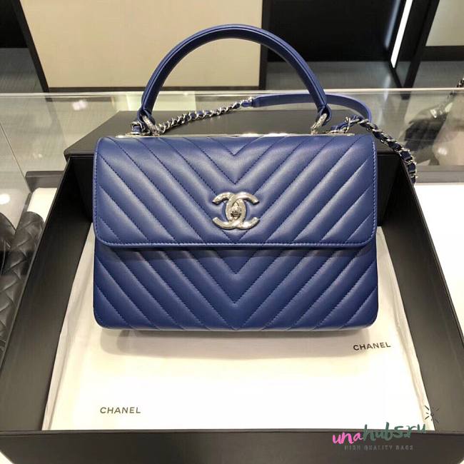 Chanel Trendy CC Blue V Quilter Top Handle Bag - 1