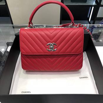 Chanel Trendy CC Red V Quilter Top Handle Bag
