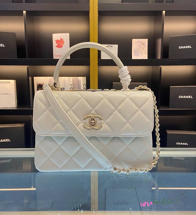 Chanel New Trendy White CC Flap Top Handle Bag - 1