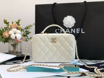 Chanel 22A Mini Vanity Caviar White Leather Bag