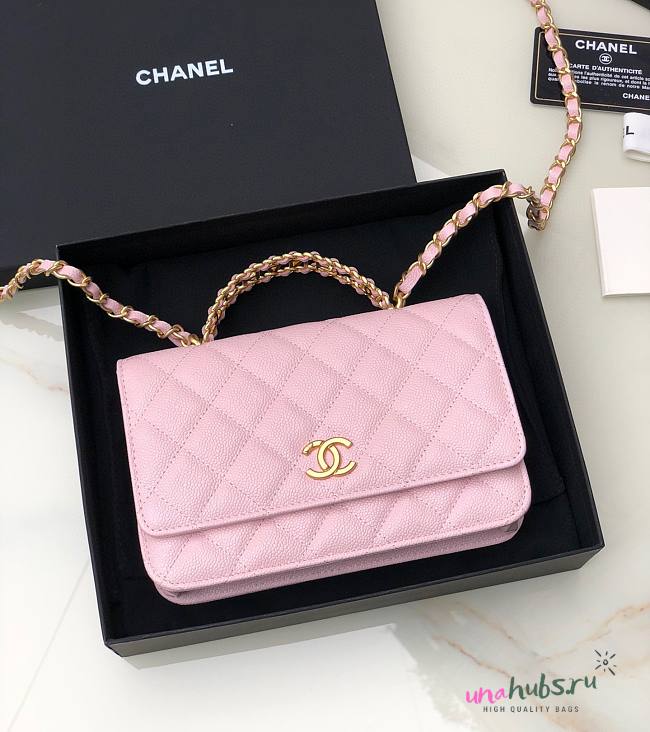 Chanel woc caviar handle pink leather bag - 1