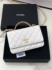 Chanel woc caviar handle white leather bag - 6