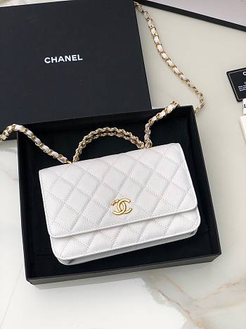 Chanel woc caviar handle white leather bag