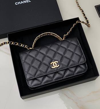 Chanel woc caviar handle black leather bag