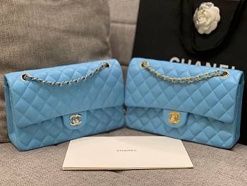 CHANEL 1112 Blue 2.55 Lampskin Flap 25cm Bag