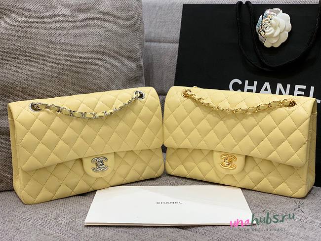 CHANEL 1112 Yellow 2.55 Lampskin Flap 25cm Bag - 1