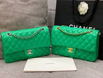 CHANEL 1112 Green 2.55 Lampskin Flap 25cm Bag