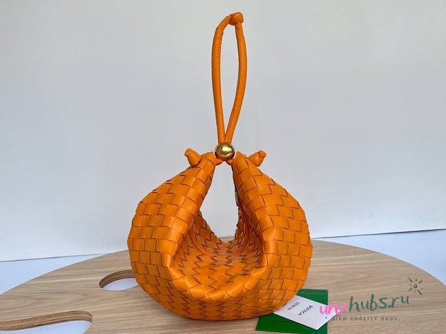 Bottega Veneta Turn Medium Orange Intrecciato Leather Bag - 1