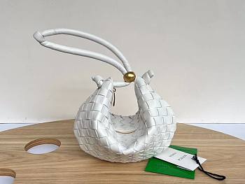 Bottega Veneta Turn Medium White Intrecciato Leather Bag