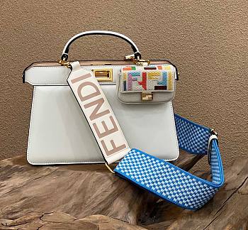 Fendi Peekaboo ISeeU Medium White East-West Tote Bag