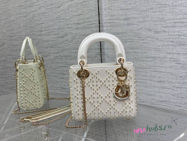 Dior lady white pearl 20cm bag  - 1