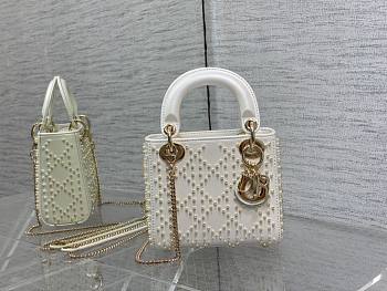 Dior lady white pearl 20cm bag 