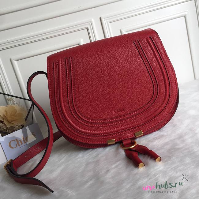 Chloe marcie medium / small red saddle bag - 1