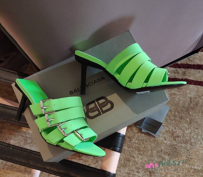 Balenciaga green heeled sandals - 1