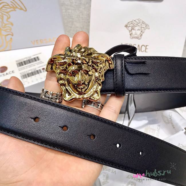 Versace black leather belt 3cm - 1