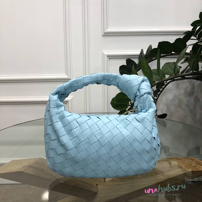 Bottega Veneta Mini Ladies Jodie Hobo Light Blue Woven Bag - 1