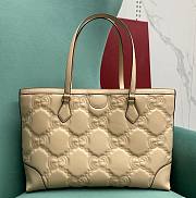 GG Matelassé leather medium tote beige bag - 5