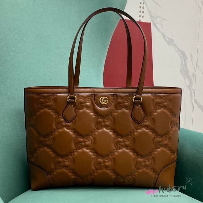 GG Matelassé leather medium tote brown bag - 1