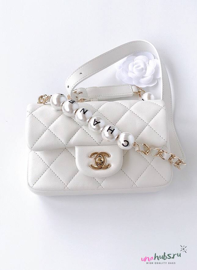 Chanel flap lampskin pearl white bag - 1