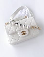 Chanel flap lampskin pearl white bag - 4