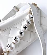 Chanel flap lampskin pearl white bag - 5