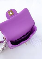 Chanel flap lampskin pearl purple bag - 2