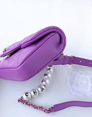 Chanel flap lampskin pearl purple bag - 4